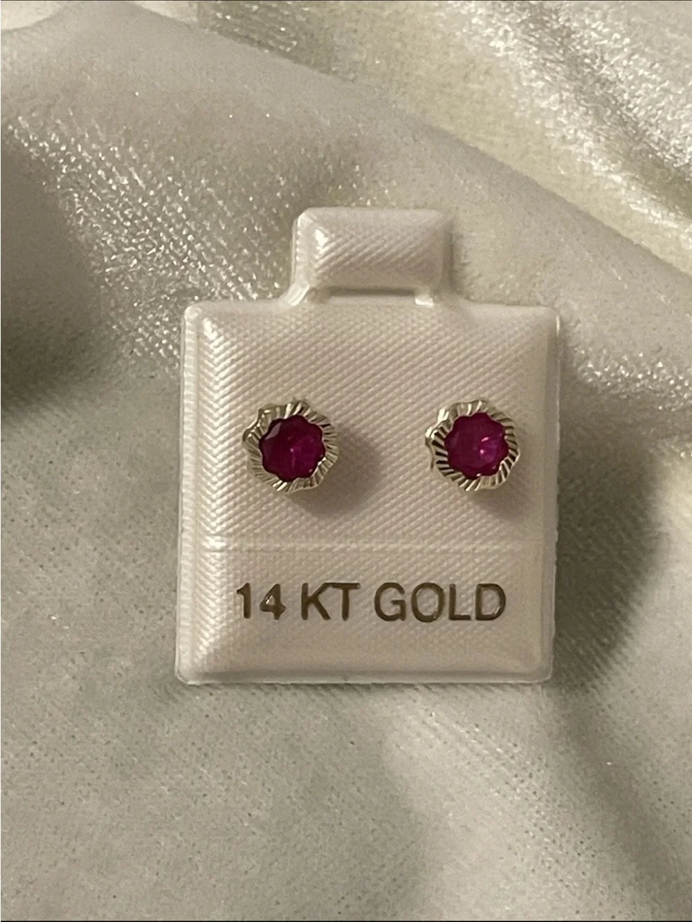14 KT Gold Pink Gemstone Stud Earrings
